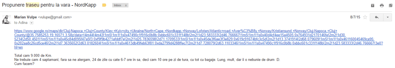 E-mail propunere traseu Norkapp