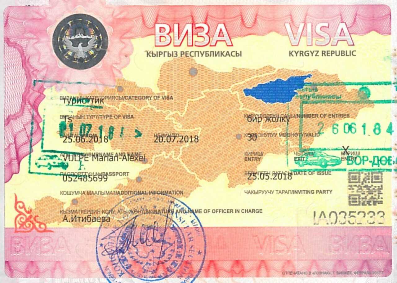 Visa Stamp - Kyrgyzstan - Mongolia and Central Asia Tour 2018