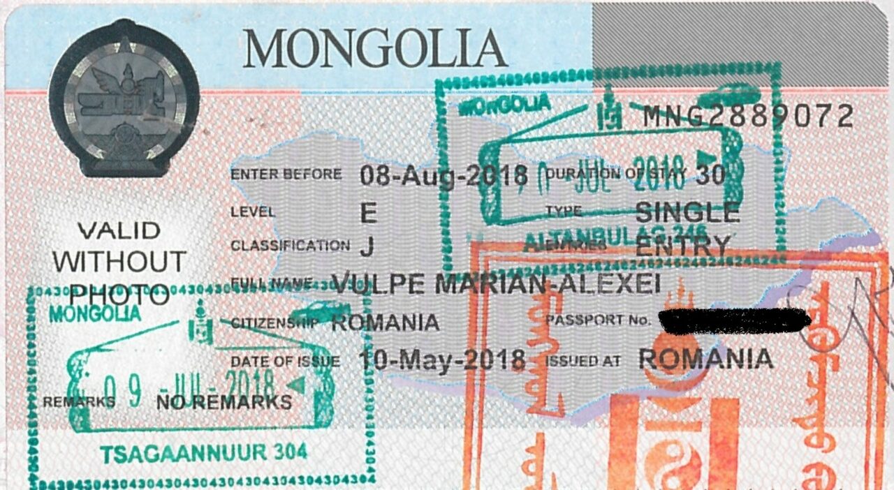 Visa Stamp - Mongolia and Central Asia Tour 2018